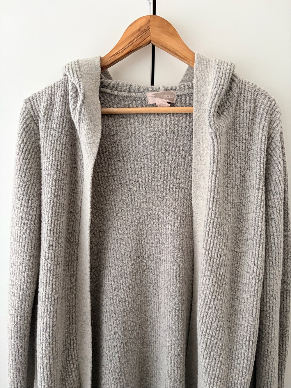 Forever 21 Light Gray Hooded Open-Front Cardigan - Picture 4 of 9